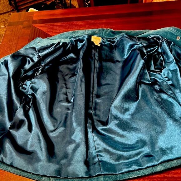Chico’s | Suede Leather Teal Jewel Tone Swing Coat | Size Large (Chico’s 2) - Picture 8 of 12